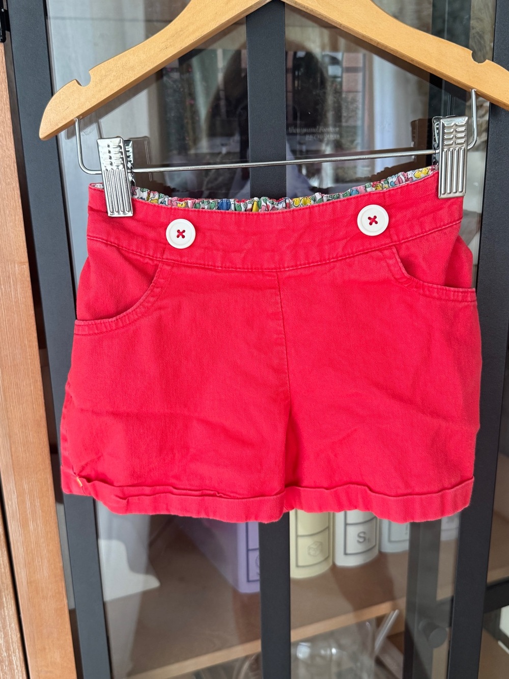 Mini Boden sailor buttons shorts mid rise elastic waist toddler girl floral